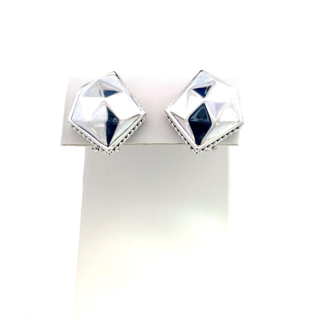 1990s Pair of Lagos Estate Clip on Earrings Sterling Silver For Sale - Image 4 of 6