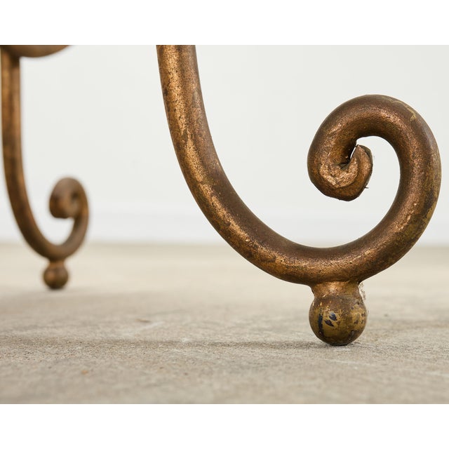Rene Drouet Style Gilded Iron Granite Top Center Table For Sale - Image 10 of 15