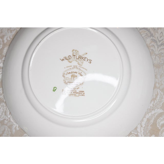 Nice bright polychrome turkey transferware plate by Johson Brothers Windsorware in England. Measures 10.75" across. No...