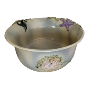 Contemporary Hand Crafted Art Pottery Sea Life Decorative Serving Bowl