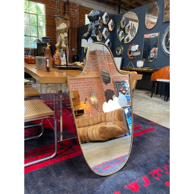 Mid-Century Modern 1970 Mid-Century Italian Brass Wall Mirror For Sale - Image 3 of 7