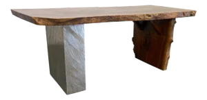 Mid-Century Danish Modern Live Edge Paul Evans Style Executive Desk