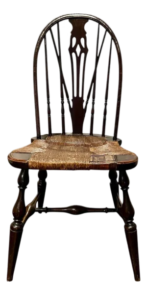 Antique 19th Century Windsor Side Chair- Rush Seat
