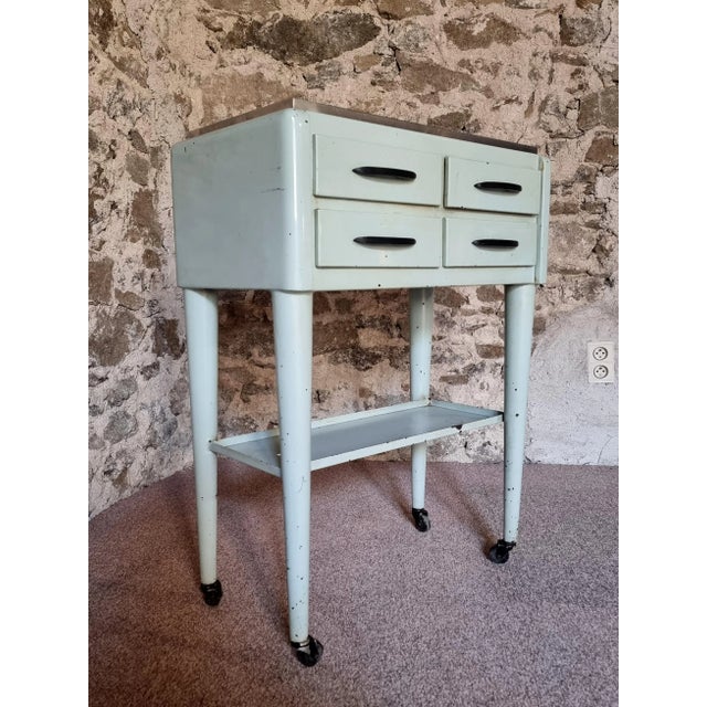 This authentic French medical instrument table was originally used in hospitals or laboratories in the 1960s. The cabinet...