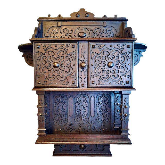 Late 19th Century A Renaissance Revival Carved Wooden Wall Cabinet For Sale