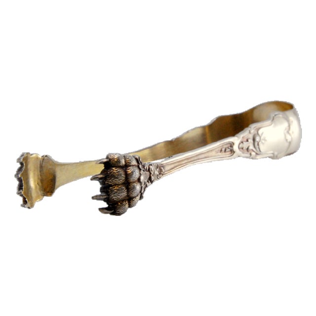 Silver Claw-Shaped Ice Tongs For Sale