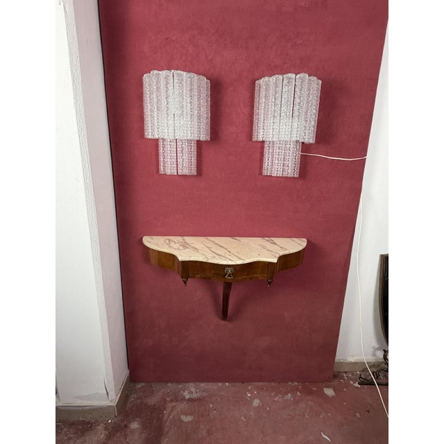 Mid-Century Modern Murano Glass Wall Lamps in the style of Venini, 1960s, Set of 2 For Sale - Image 3 of 6