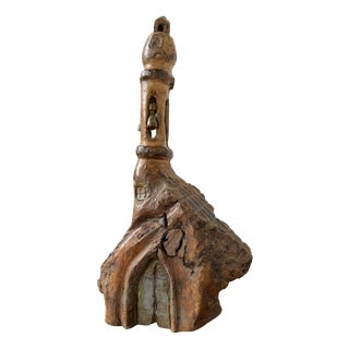 Antique Brutalist Sculpture in Polychrome Wood, 1890s For Sale