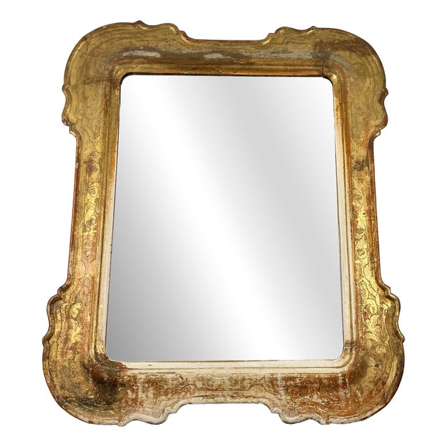 Antique Gilded Carved Wood Wall Mirror, 19th Century For Sale