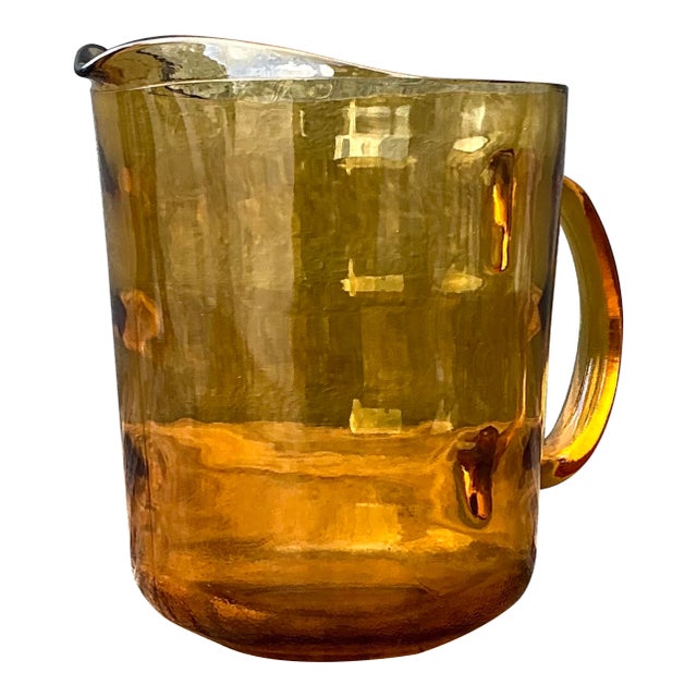 Vintage Amber Glass Pitcher For Sale