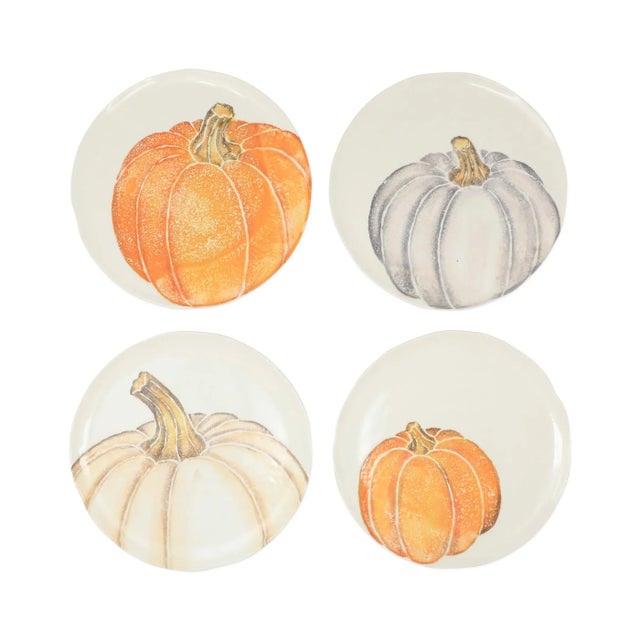 VIETRI Pumpkins Assorted Salad Plates - Set of 4 For Sale - Image 13 of 13