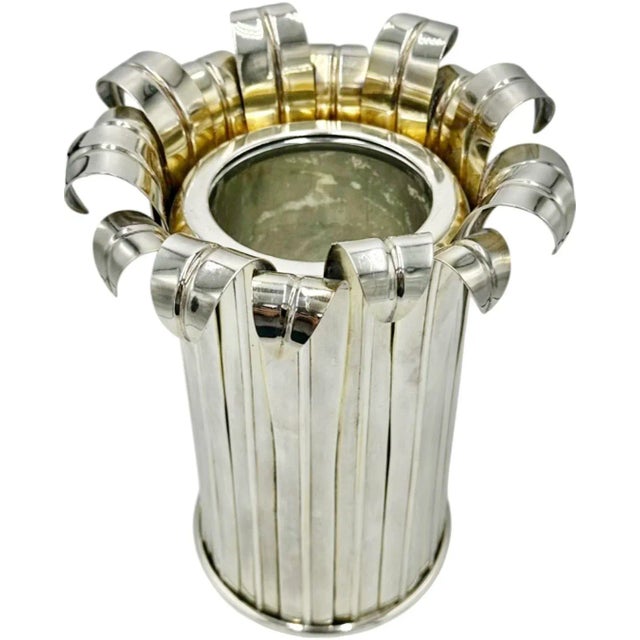Vintage Christian Dior Paris Silver Plate Champagne Wine Cooler Barware For Sale - Image 9 of 12