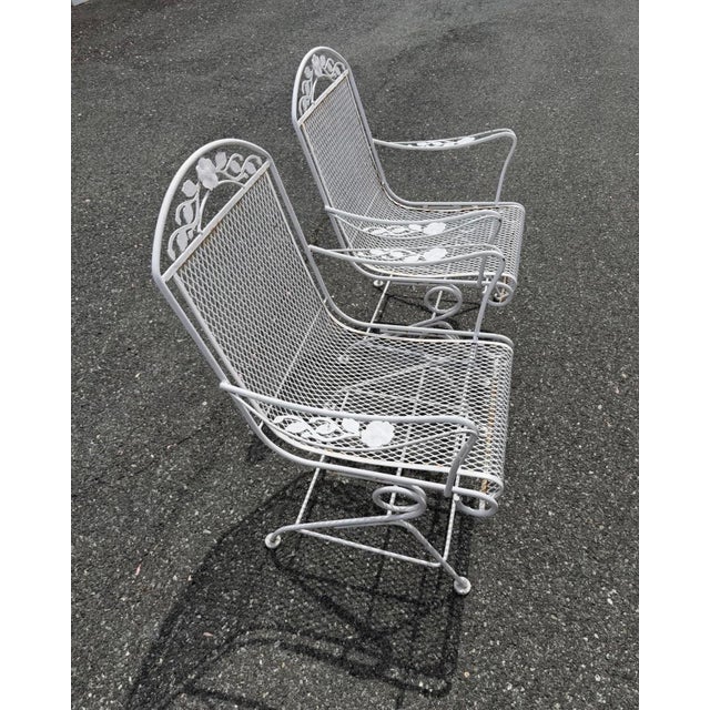 1970s Beautiful Wrought Iron Woodard Patio Set Table & 4 Chairs, Attributed For Sale - Image 9 of 12
