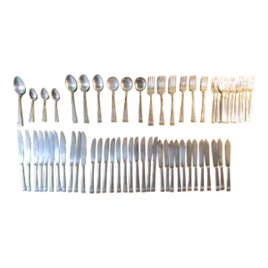 Vintage Stainless Steel Flatware Set Xo Design 108 Piece 12 Place Setting
