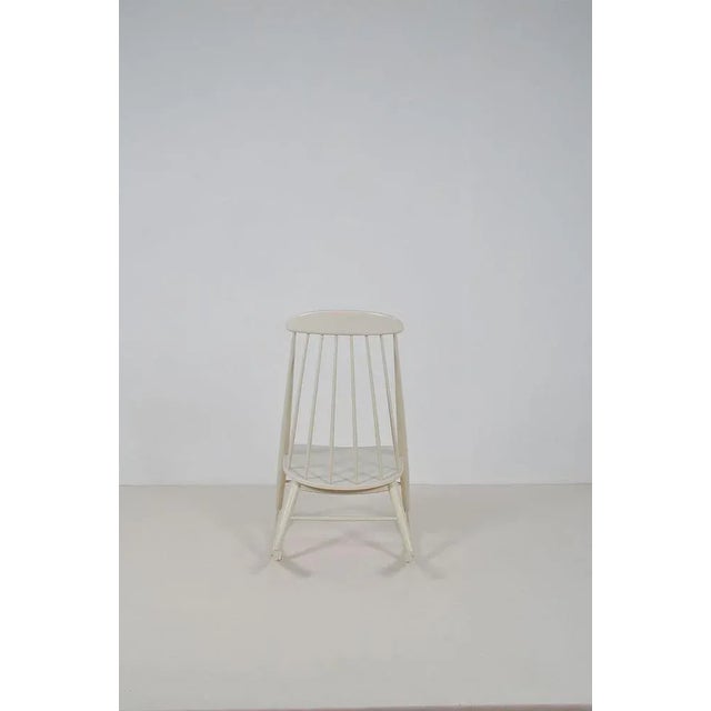 White Scandinavian Rocking Chair, 1950s For Sale - Image 8 of 12