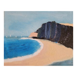 Cliffside 4, Contemporary Seascape Landscape Oil Painting For Sale