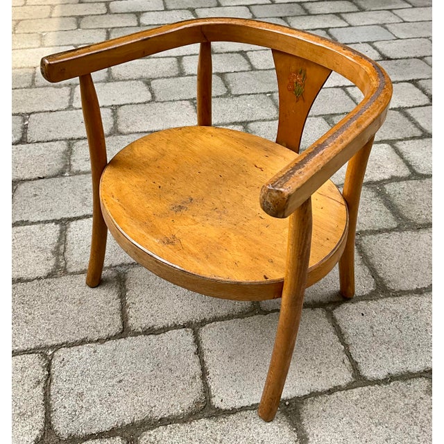 Wood Children's Armchair in Beechwood by Joamin Baumann for Baumann, France, 1950s For Sale - Image 7 of 7