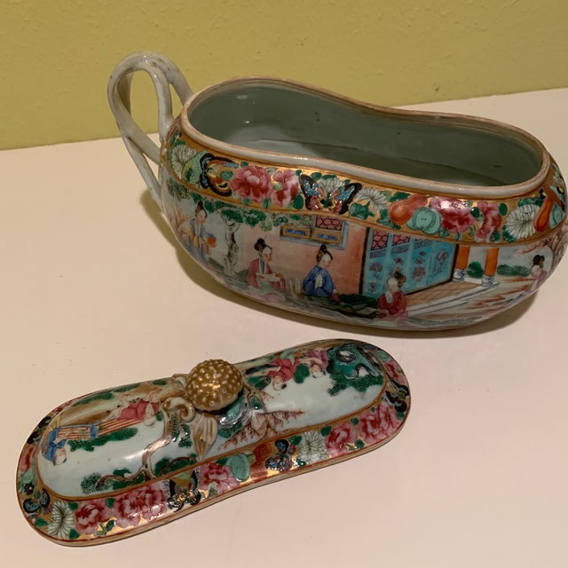 18th Century Chinese Export Rose Mandarin Covered Chamber Pot Chairish