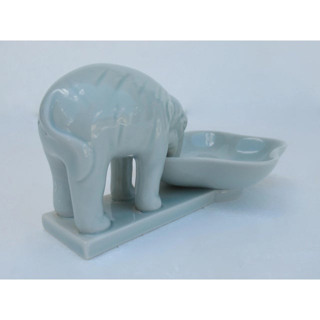 Celadon Vintage C.1970's-80's Asian Chinoiserie Celadon Elephant Motif Accent, Catchall Bowl by Andrea Sadek For Sale - Image 8 of 13