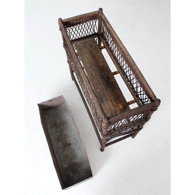 Brown Antique Wicker Planter Stand For Sale - Image 8 of 12