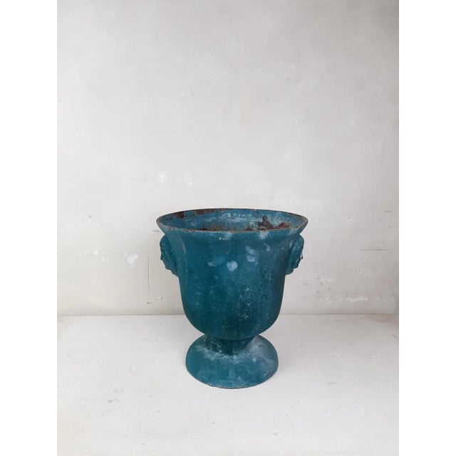 Antique Enamelled Cast Iron Vase For Sale - Image 4 of 11