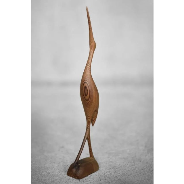 Wood Danish Mid-Century Modern Wood Crane Figurine, 1960s For Sale - Image 7 of 11