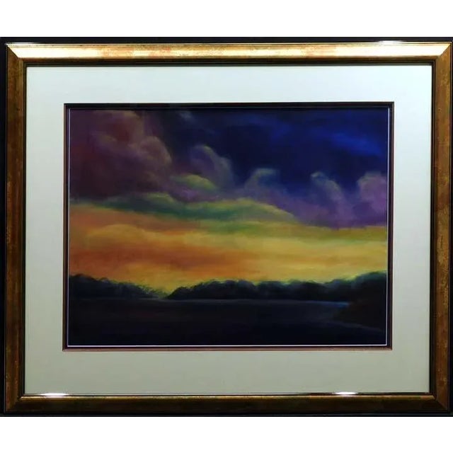 1990s Scott Nellis Untitled Original Pastel Artdeco Hand Signed Fined Art, Framed For Sale