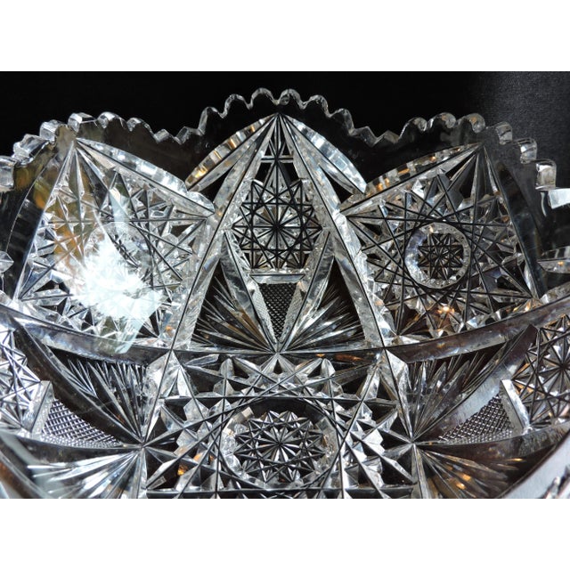 Transparent C 1853 J. Hoare & Co. American Brilliant Cut Glass Low Bowl For Sale - Image 8 of 12