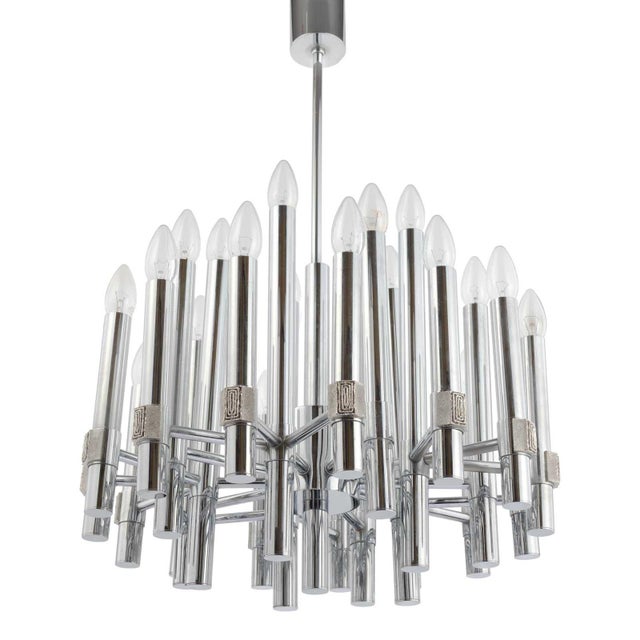 Brutalist 25-Light Chandelier in Chrome by Gaetano Sciolari, Italy, 1960s For Sale - Image 12 of 12