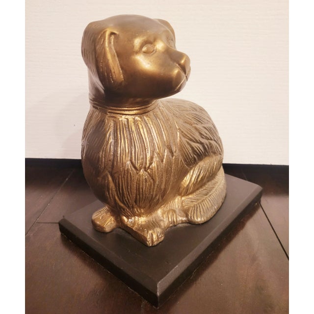 Vintage Brass Staffordshire Dog Statue Room Decor For Sale - Image 9 of 10