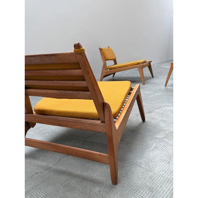 Vintage Lounge Chairs with Ottomans in Oak by Heinz Heger for PGH Annaberg Buchholz, 1960s, Set of 4 For Sale - Image 4 of 10