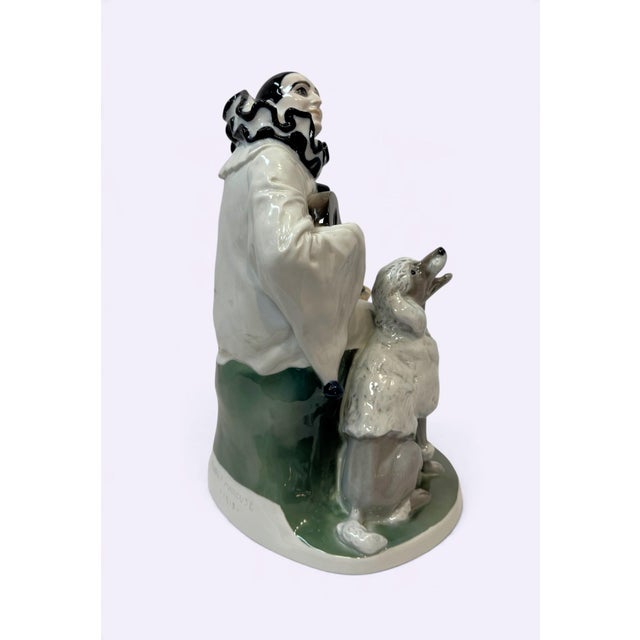 Ceramic Rosenthal Porcelain Sculpture, "Pierrot With Poodle," For Sale - Image 7 of 12