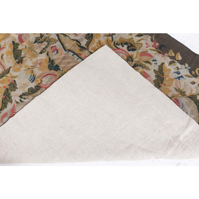 Textile 1920s English Needlepoint Rug with Verdure-Inspired Botanical Motif For Sale - Image 7 of 8