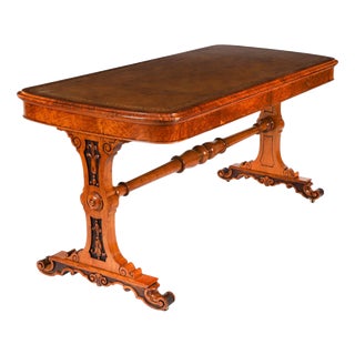 Antique Victorian Pollard Oak Writing Table Desk in the Manner of Gillows, 19th Century For Sale