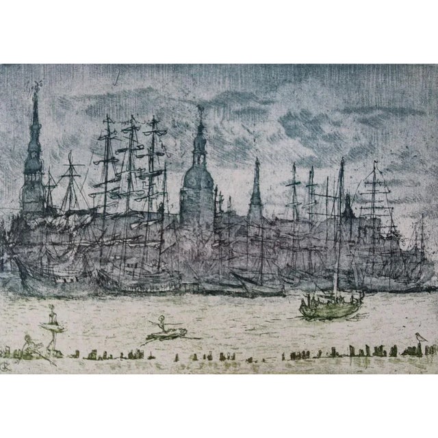 "holiday in old town" is an etching artwork created on paper. The dimensions of the artwork are 15x19.5 cm. The artwork is...