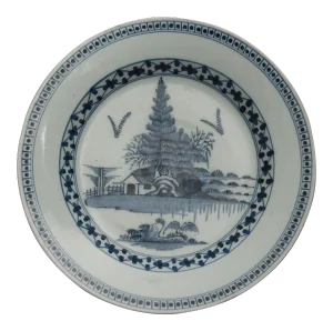 18th-C Englsih Delft Chinoiserie Charger Attributed to Lambeth