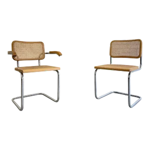 Marcel Breuer Cesca Styled Mid Century Modern Dining Chairs, a Pair