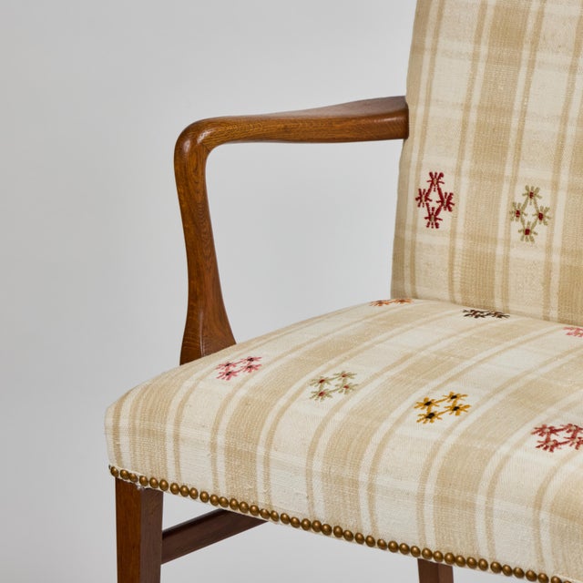 Mid-Century Danish Teak Arm Chairs, Newly Upholstered in a Vintage Turkish Rug | Pair For Sale - Image 15 of 18