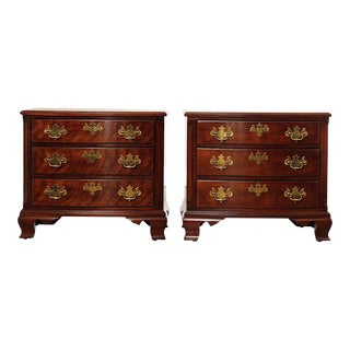 Late 20th Century Henredon 'Salem' Chippendale Style Cherry Nightstands - A Pair For Sale