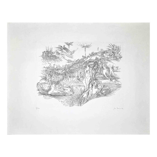 Gilbert Decock, In the Paradise, 1980s, Etching Print For Sale