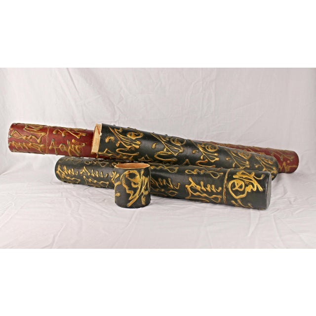 Plastic Decorative Chinese Vintage Replica Scroll Document Holder Tube For Sale - Image 7 of 7