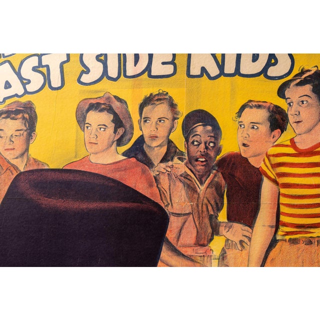 Mustard Matted Vintage Original "Boys of the City" East Side Kids Movie Poster For Sale - Image 8 of 9