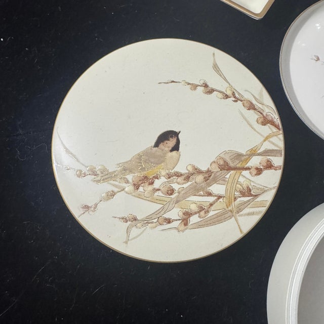 Otagiri Company 1980s 9-Piece Otagiri Japan Chickadee & Pussy Willow Vanity and Desk Set For Sale - Image 4 of 9