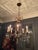 1960s Vintage Brass Chandelier Ornate Eight Lights With Crystals For Sale - Image 5 of 8