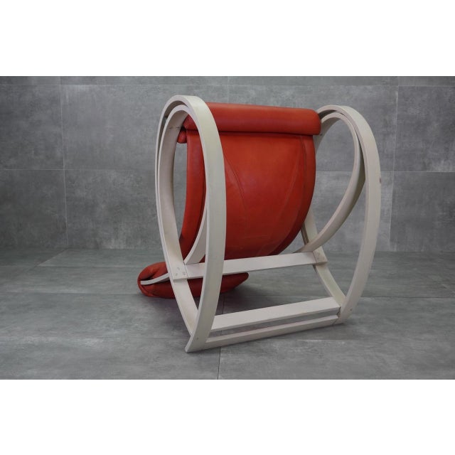 Wood Leathered Sgarsul Rocking Chair by Gae Aulenti for Poltronova, 1962 For Sale - Image 7 of 15