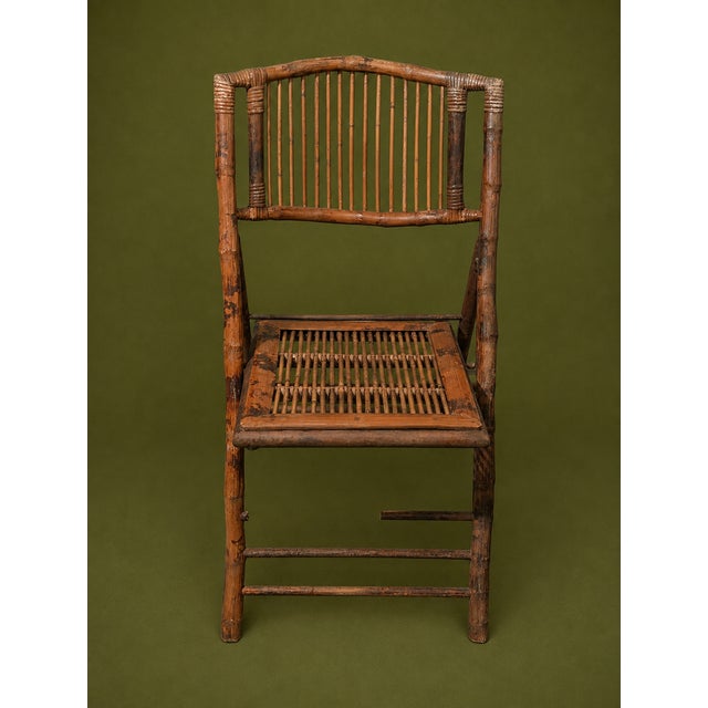 1950s Boho Chic Bamboo & Rattan Folding Chairs, Pair For Sale - Image 9 of 13