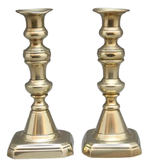 19th Century Brass Candlesticks, 1860, Set of 2
