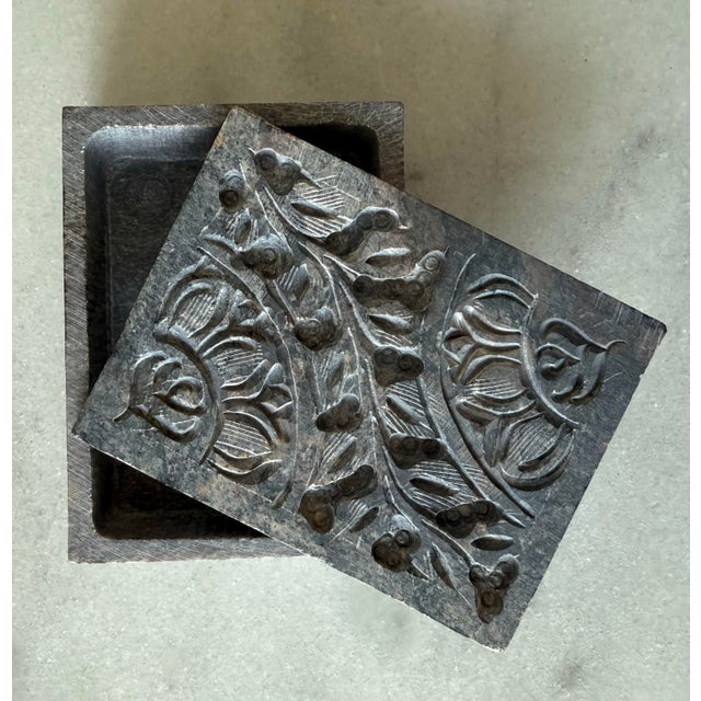 Hand Carved Jali Soapstone Lidded Trinket Box For Sale In Austin - Image 6 of 9