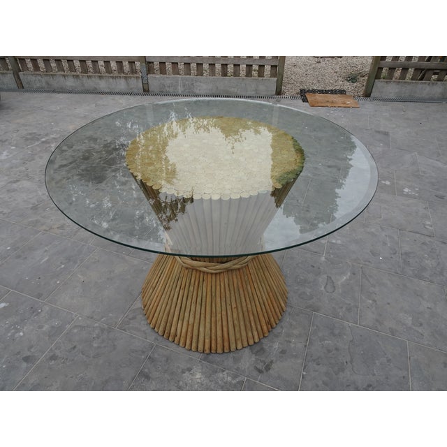 Green MC Guire Bamboo Rattan and Glass Dining Table, 1970s For Sale - Image 8 of 17