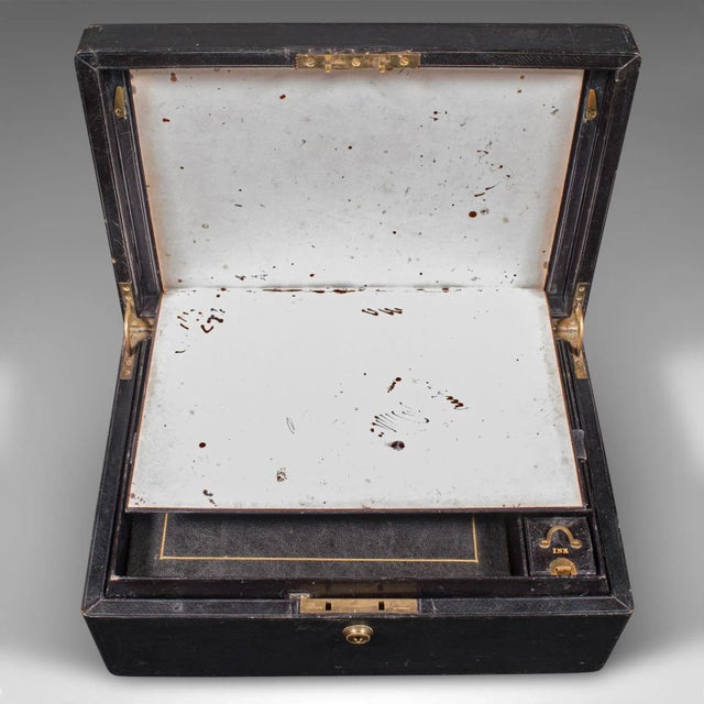 1890s Victorian Antique Correspondence Box, English, Leather, Writing Case For Sale - Image 9 of 13